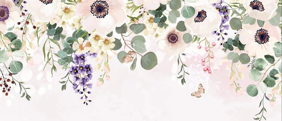 Splendida carta da parati con fiori