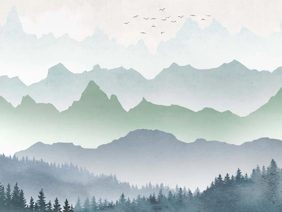 Papier peint brume matinale forêt, XXL, tendance