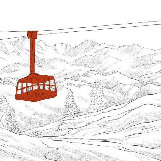Sfondo rosso della funivia di La Plagne