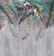 Carta da parati per WC Leaves & Birds