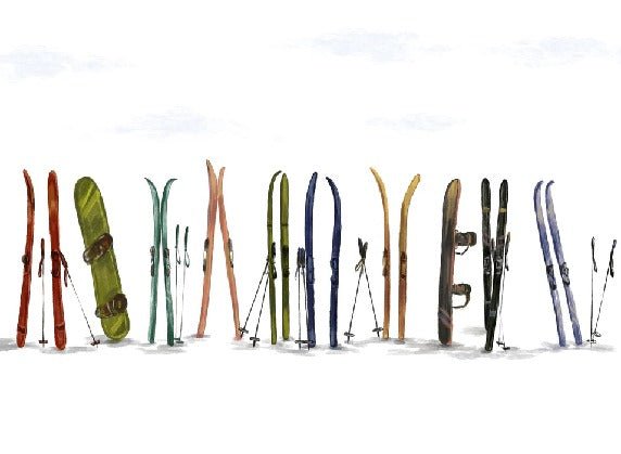 Papier peint panoramique skis colorés, XXL, tendance