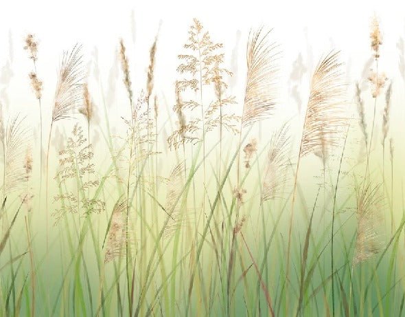 Carta da parati con fiori di campo di grano sfumati