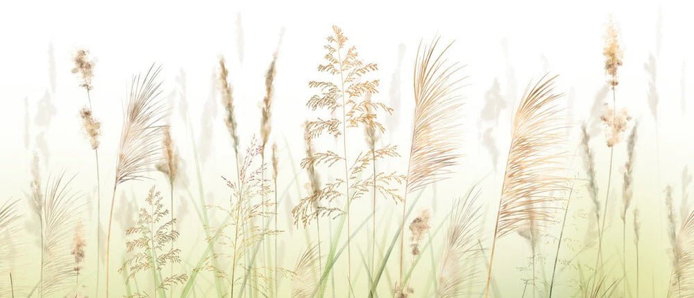 Carta da parati con fiori di campo di grano sfumati
