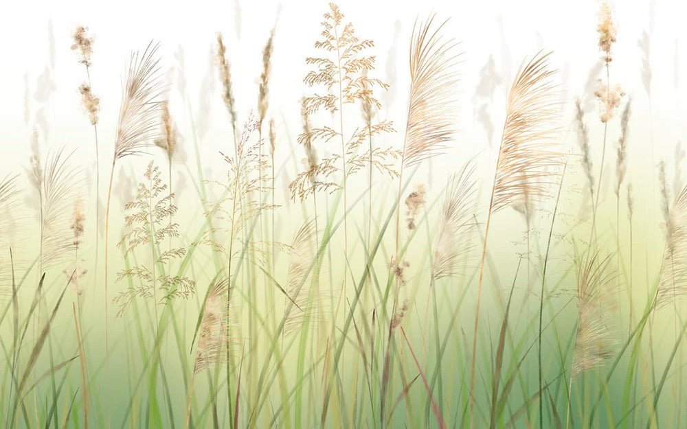 Carta da parati con fiori di campo di grano sfumati