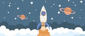 Carta da parati per la cameretta dei bambini razzo universo spazio