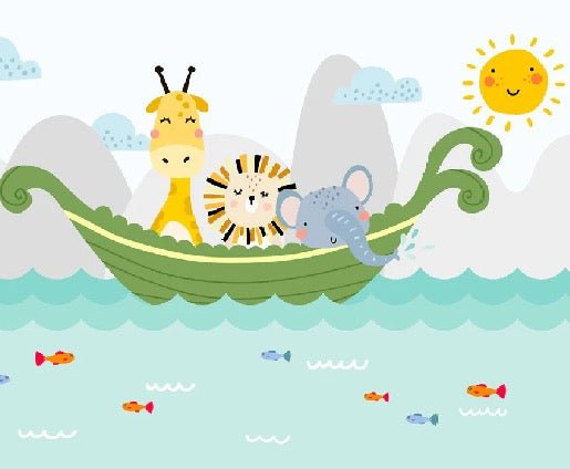 Carta da parati per camera dei bambini animali da barca