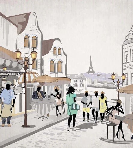 Papier peint wc Paris café en terrasse, XXL, tendance