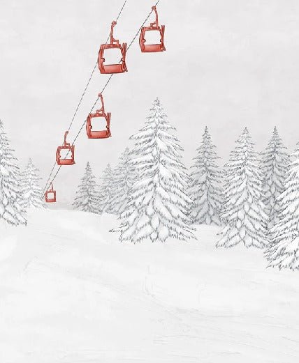 Carta da parati rossa per gondola di montagna