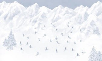 Carta da parati blu per sciatori di montagna