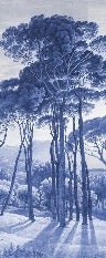 Carta da parati blu con paesaggio storico italiano
