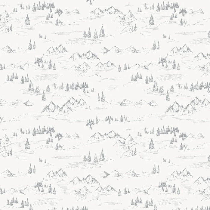Montagna e abete illustrazione di carta da parati