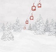 Carta da parati rossa per gondola di montagna