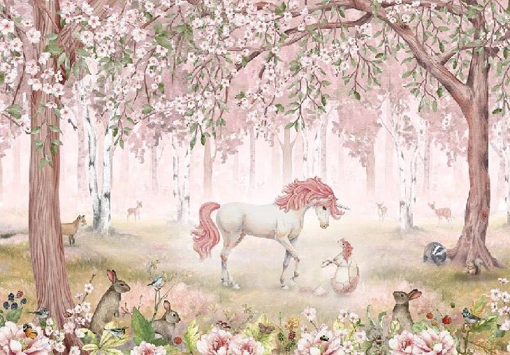 Carta da parati rosa fata unicorno