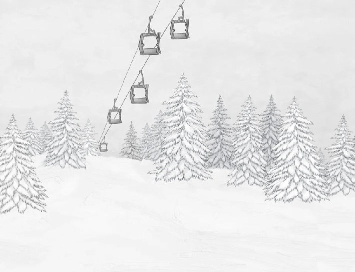 Carta da parati in bianco e nero per gondola di montagna