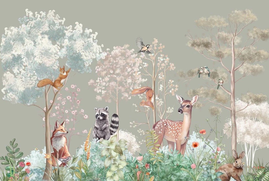 Carta da parati per la cameretta dei bambini Magic nature sage