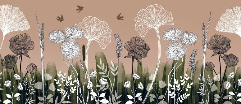Papier peint panoramique floral addict, XXL, tendance