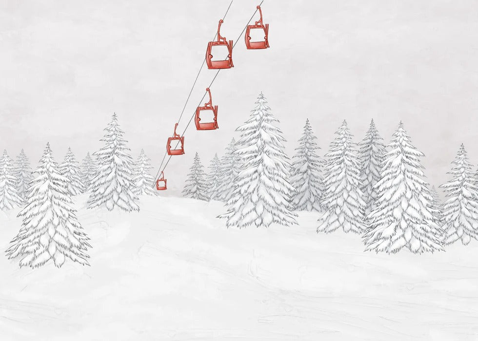 Carta da parati rossa per gondola di montagna