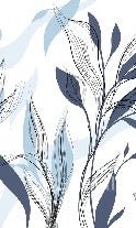 Carta da parati grafica blu con fiori