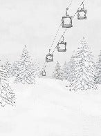 Carta da parati in bianco e nero per gondola di montagna