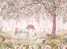 Carta da parati rosa fata unicorno