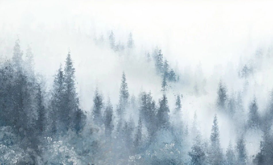 Carta da parati acquerellata blu nebbia di abete