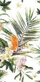 Carta da parati per bagno tropicale e fiori colorati