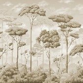 Voluttuosa carta da parati panoramica seppia in pineta