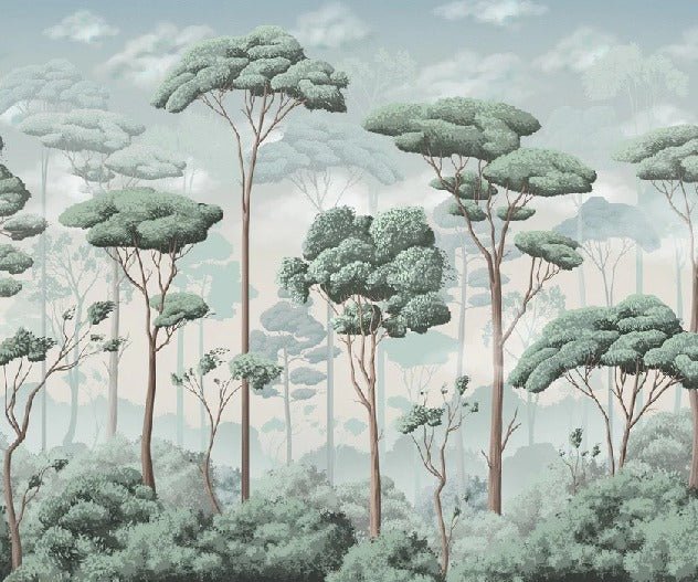 Voluttuoso sfondo panoramico della pineta