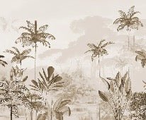 Carta da parati panoramica della giungla eden seppia