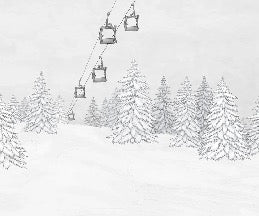 Carta da parati in bianco e nero per gondola di montagna