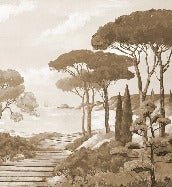 Papier peint balade dans les calanques monochrome, XXL, tendance