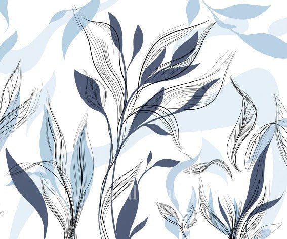 Carta da parati grafica blu con fiori