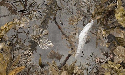 Carta da parati panoramica Imperial white peacock