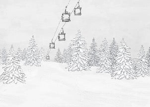 Carta da parati in bianco e nero per gondola di montagna