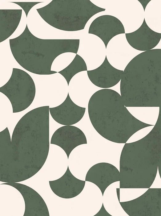 Carta da parati verde con grafica retrò