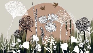 Papier peint panoramique illustration florale, XXL, tendance