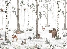 Primavera foresta animali carta da parati