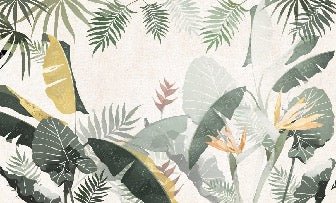 Papier peint sur mesure végétal vert jaune, XXL, tendance