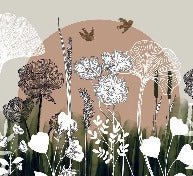 Carta da parati panoramica con illustrazione floreale