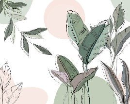 Papier peint panoramique végétal graphique vert, XXL, tendance