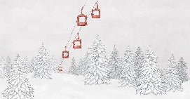 Carta da parati rossa per gondola di montagna