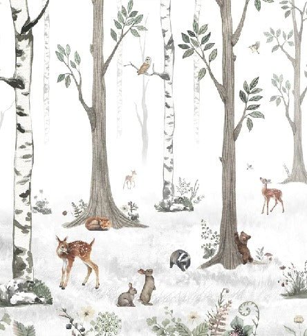 Papier peint animaux printemps forêt, mural concept, tendance