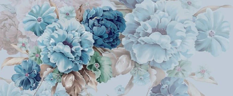 Carta da parati con fiori blu