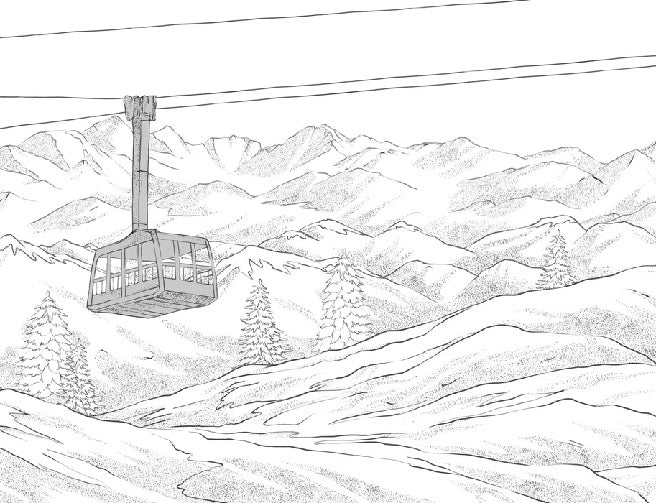Carta da parati in bianco e nero della télécabine di La Plagne