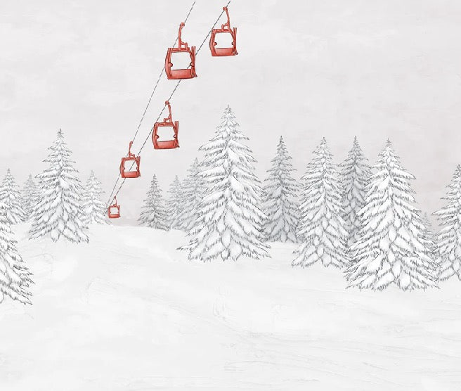 Carta da parati rossa per gondola di montagna