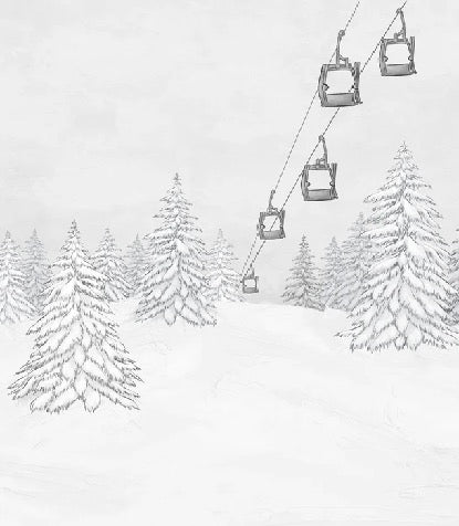 Carta da parati in bianco e nero per gondola di montagna