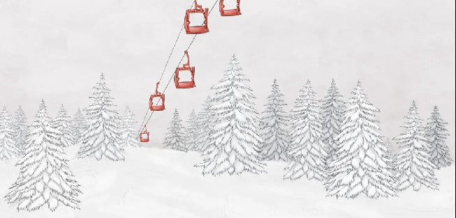 Carta da parati rossa per gondola di montagna