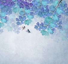 Carta da parati con foglie blu