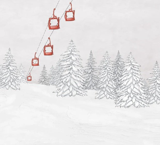Carta da parati rossa per gondola di montagna