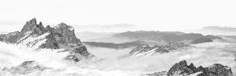 Carta da parati panoramica in bianco e nero sulle montagne